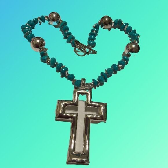 Turquoise Cross Necklace - Picture 3 of 3
